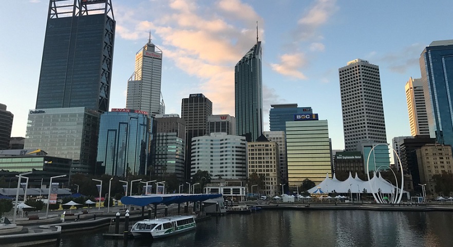 skyline of perth city australia